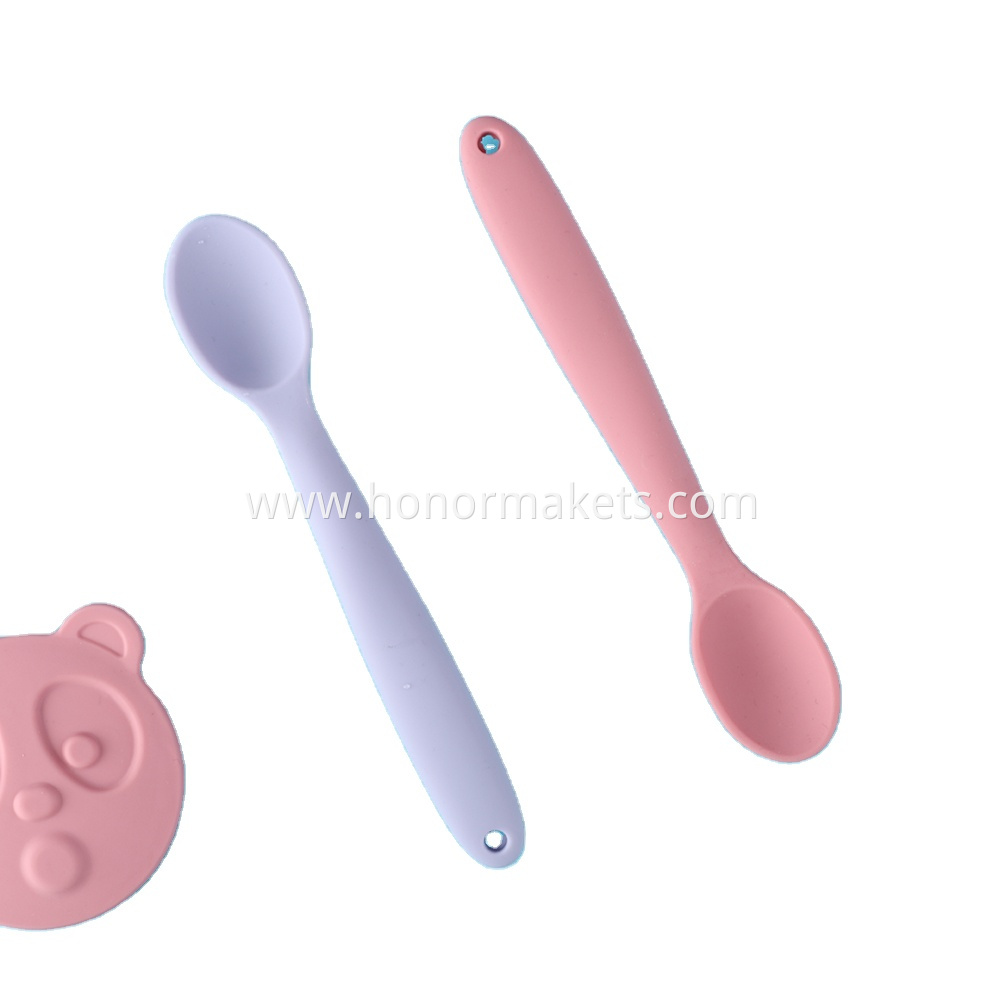 Baby feeding spoon Two small spoon for newborn water feeding silicone soft head spoon for children feeding tableware